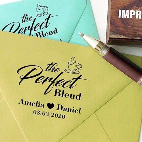 Miniatura 1 de Printtoo Sello personalizado redondo personalizado para recuerdo de boda, la mezcla perfecta de caucho montado en madera, 1.57 pulgadas de diámetro