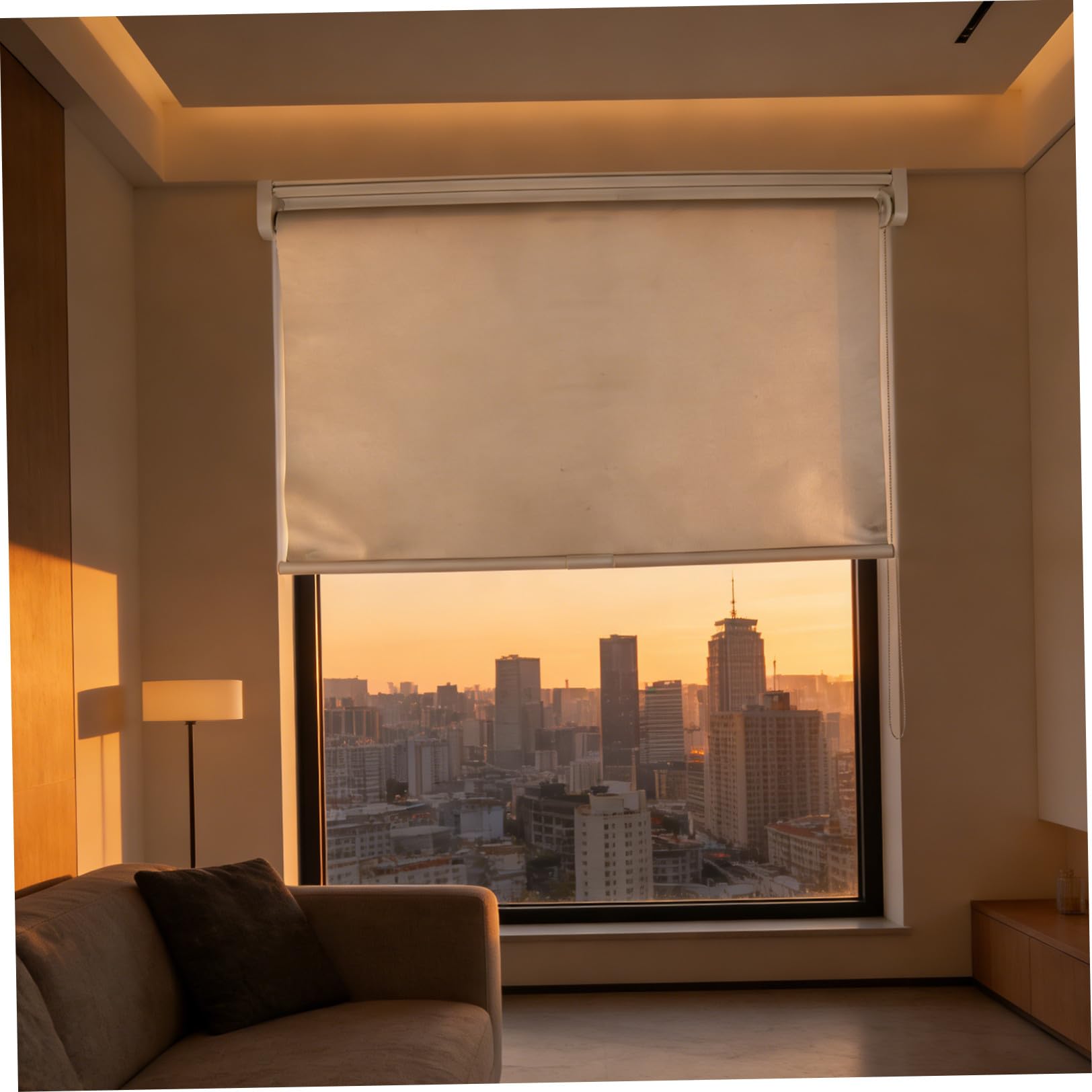Uonlytech Tenda Rullo Oscurante senza Fili Bianca in Poliestere e Metallo, Protezione Uv, Facile Installazione, per Porte e Finestre, Casa Ufficio