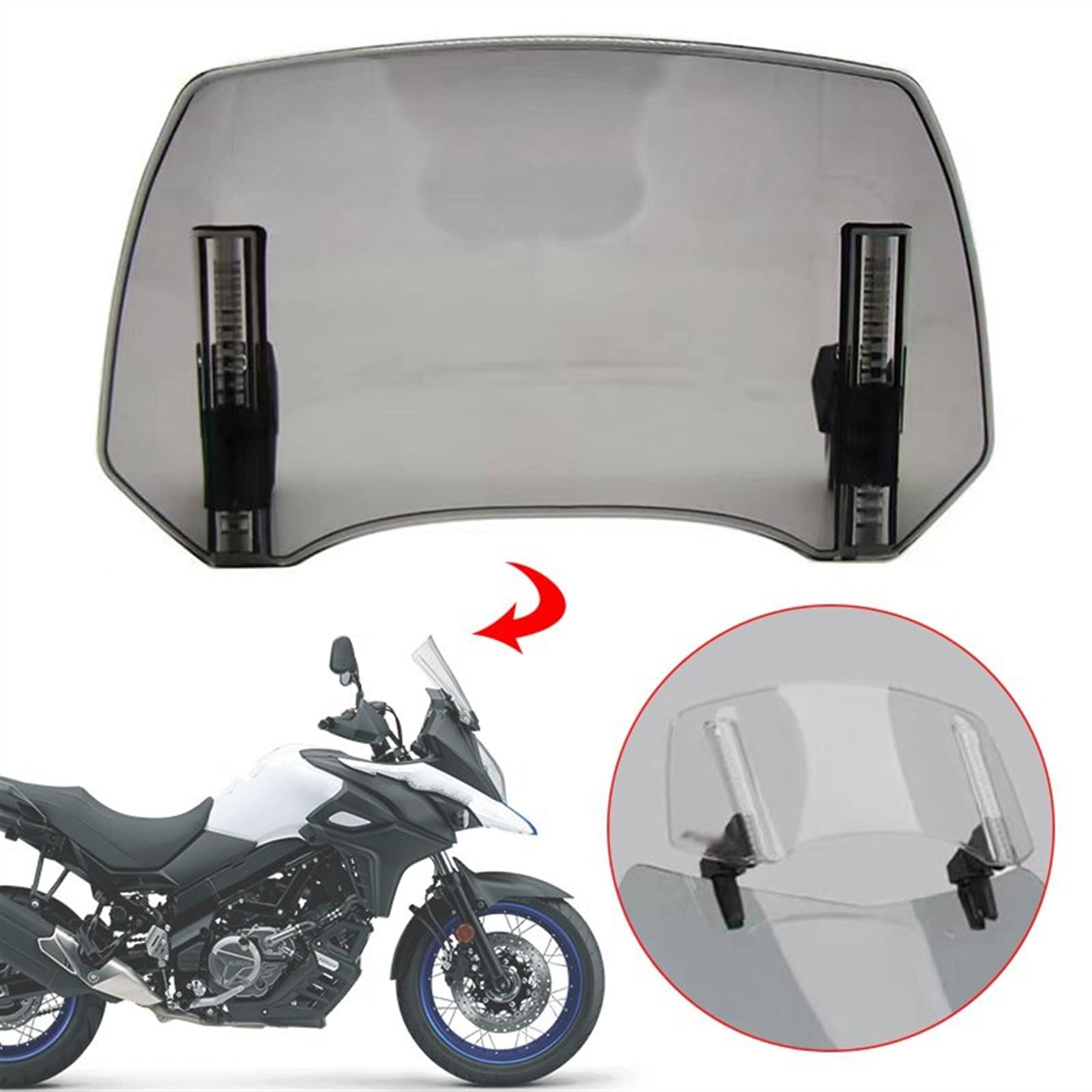Deflector de aire del parabrisas del alerón de la extensión del parabrisas de la motocicleta para Suzuki para VS 800 Moto Parabrisas (Color : 2)