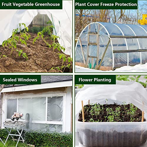 Greenhouse Film,4Pcs 6.5X6.5Ft Clear Greenhouse Plastic Sheeting Cover,Uv Resistant Polyethylene Film,For Horticulture,Garden And Agriculture,Apply To Greenhouse Plants Windproof Frost Dust Proof #TOP3