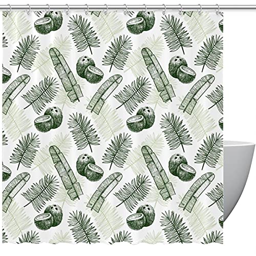 Rideau de douche imperméable vert avec crochets rideaux douche palmier - 2