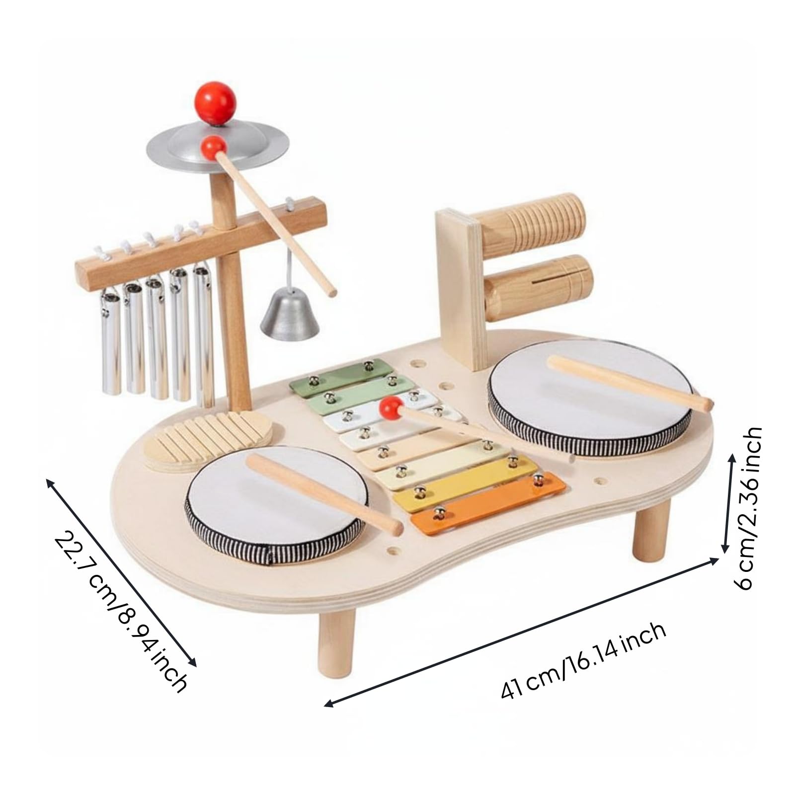 Strumento Musicale Percussioni in Legno Giocattolo Educativo per Bambini con Piastre Sonore E Bacchette Set Ritmico per Sviluppo Coordinazione Manuale