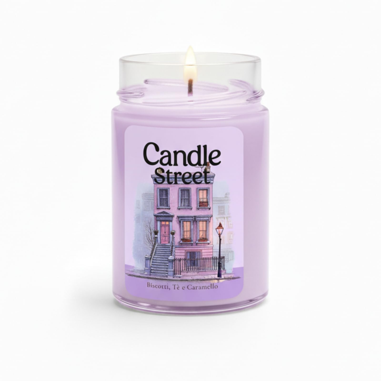 Candle Street Duftkerze Wohnzimmer a Notting Hill 500 g | Kekse, Earl Grey und Karamell | Kollektion Sfumature d'Winter | Große Kerze im Premium-Glas, 120h