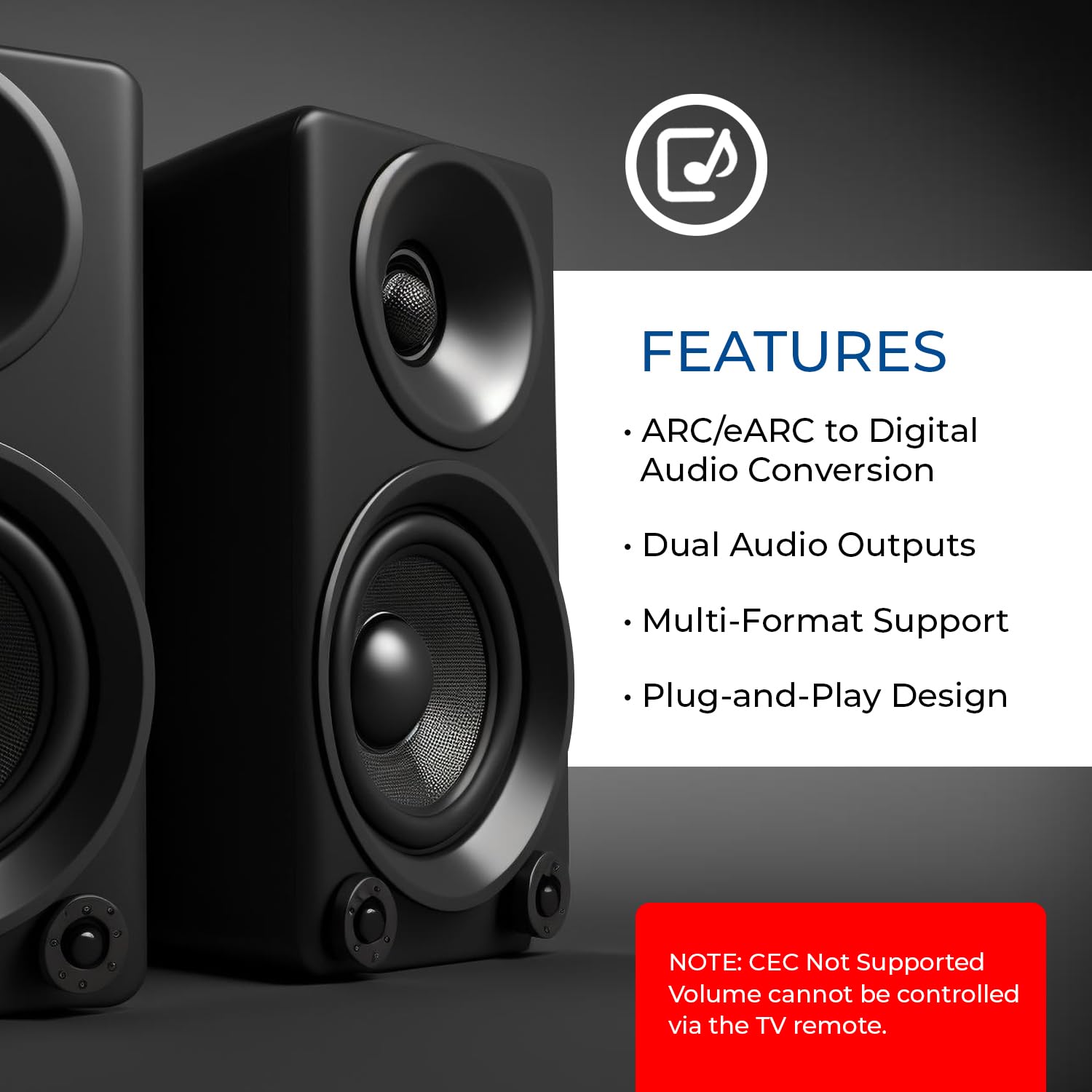 OREI Audio Extractor eARC/ARC HDMI zu Optisch/Koaxial Audio Extractor - Unterstützt Dolby 5.1 Channel, DTS 5.1, LPCM 2.0 Channel HDTV Soundbar Speaker Verstärker