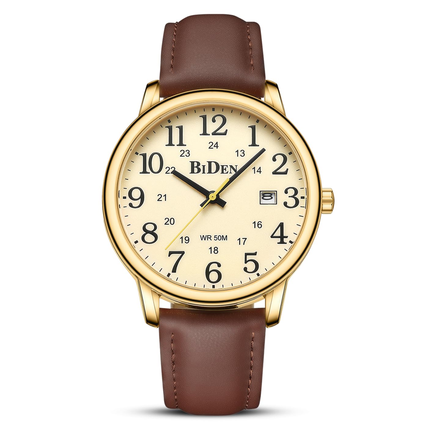 HANPOSH Uhren Herren Herren Uhr Analog Quarz Uhren für Männer Wasserdicht Armbanduhren Herren Mode Business Uhr mit Datum Leder Band