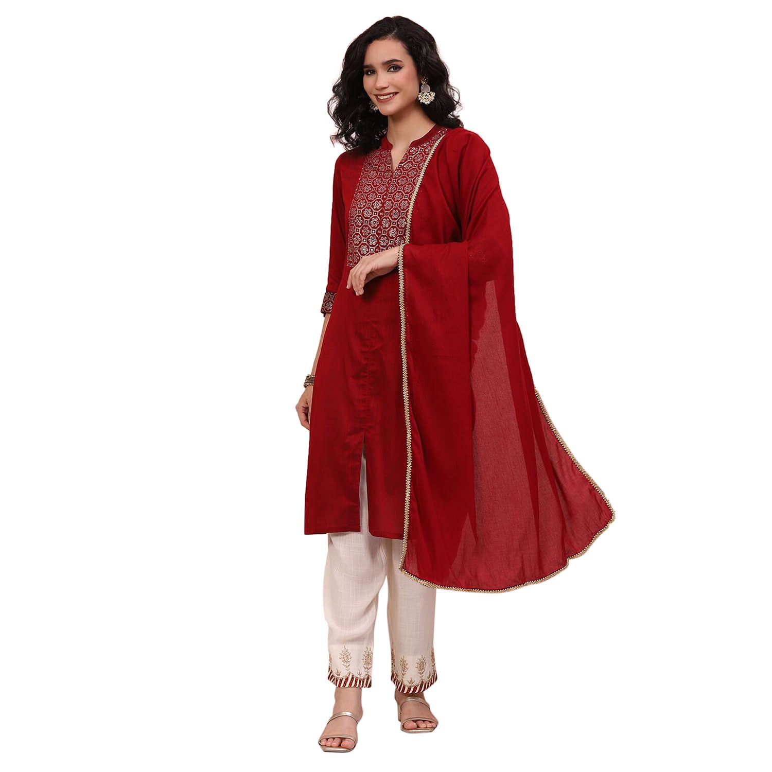 rangriti Rangrit Women's Ethnic Maroon Cotton Dupatta-picture-15