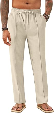 Makkrom Mens Casual Pants Lightweight Summer Beach Dress Pants