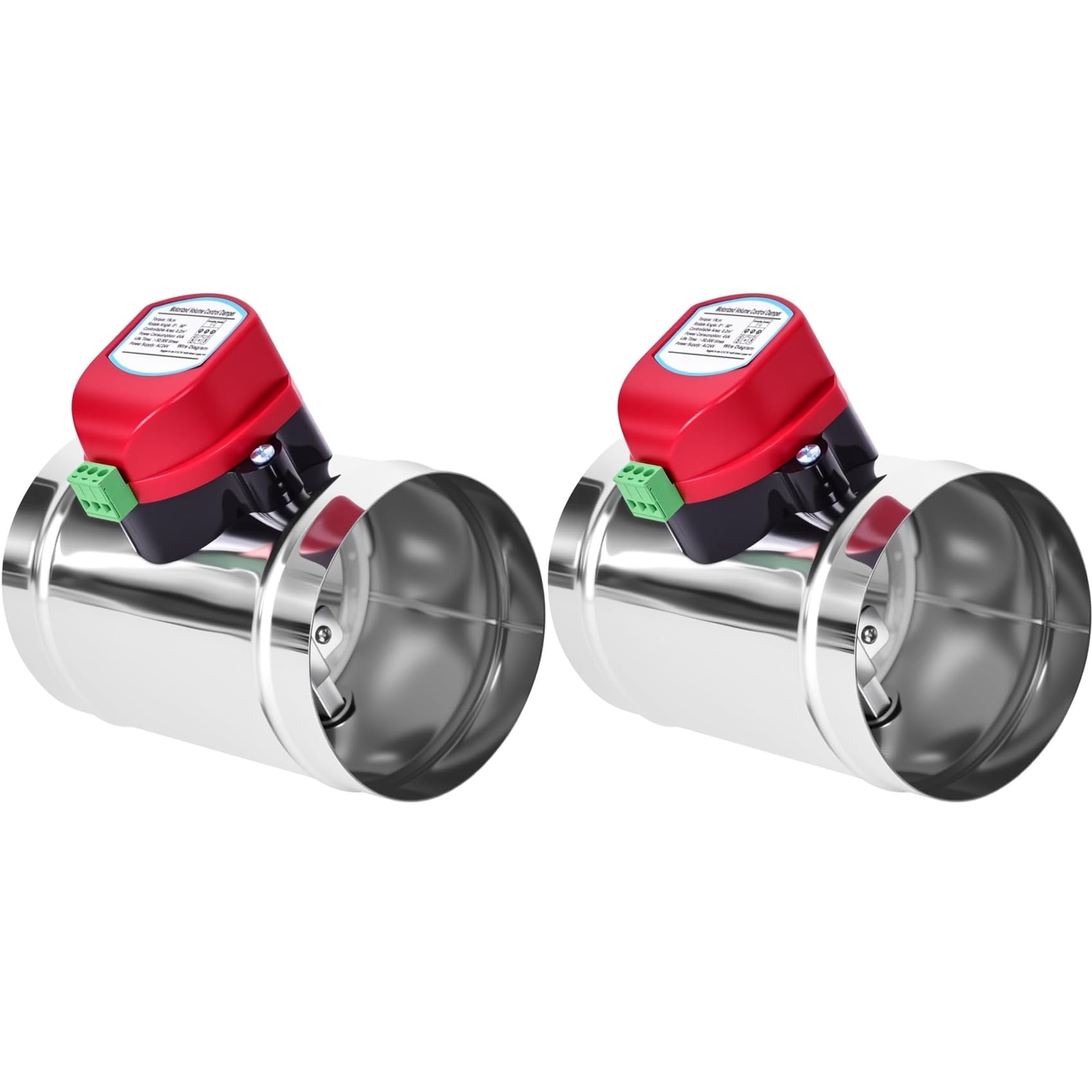Jnchdghwa As Shown 2Pcs 4In Motorized Duct Damper-Adjustable Volume Balancing & Backdraft Damper Control,Airflow Control Damper