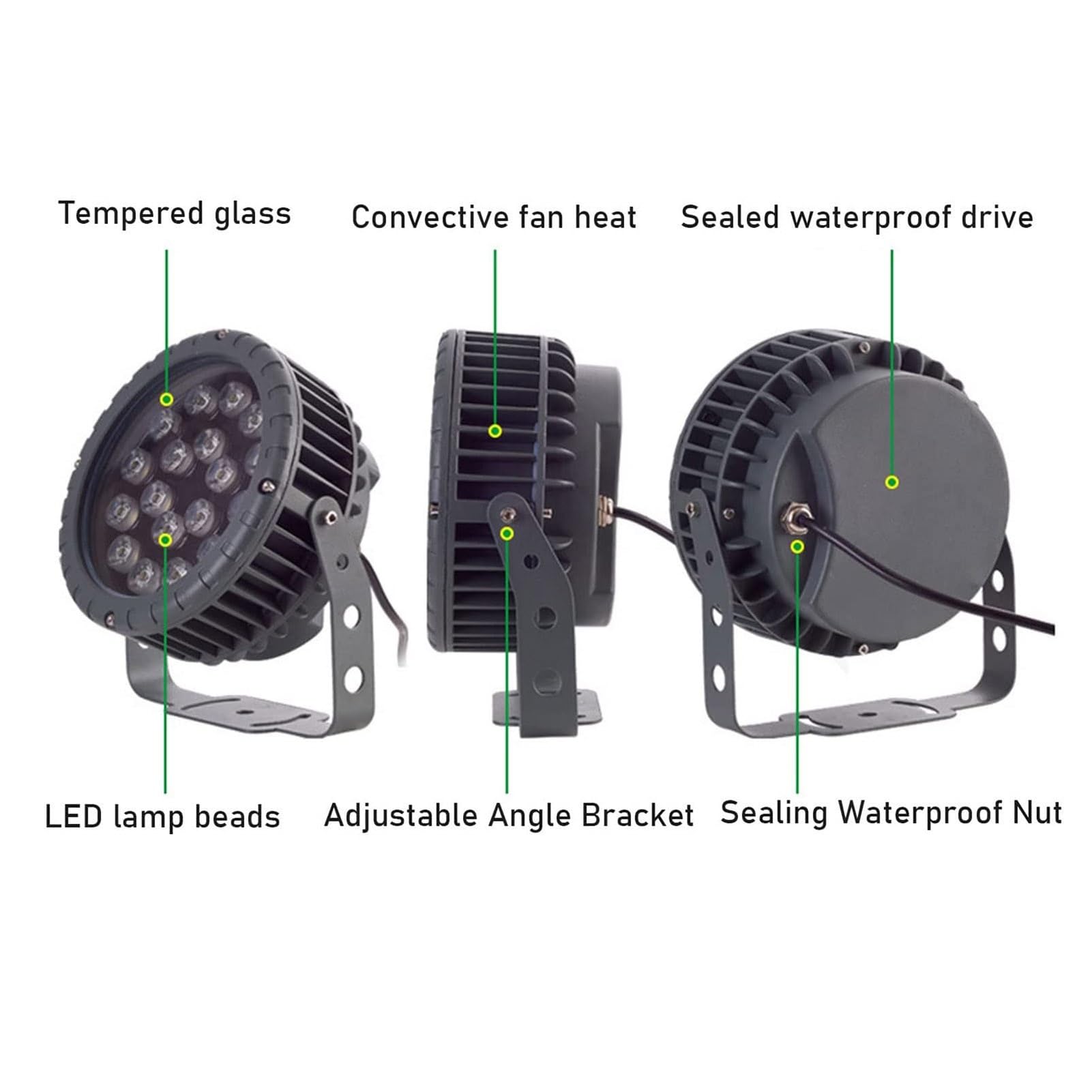 THEGA Foco LED Empotrable - Iluminación De Paisaje con Rotación De 270°, Iluminación For Árboles De Parque, Reflector Redondo Decorativo, IP65, Resistente Al Agua, CA100-240V(Yellow,100-240V(36W))