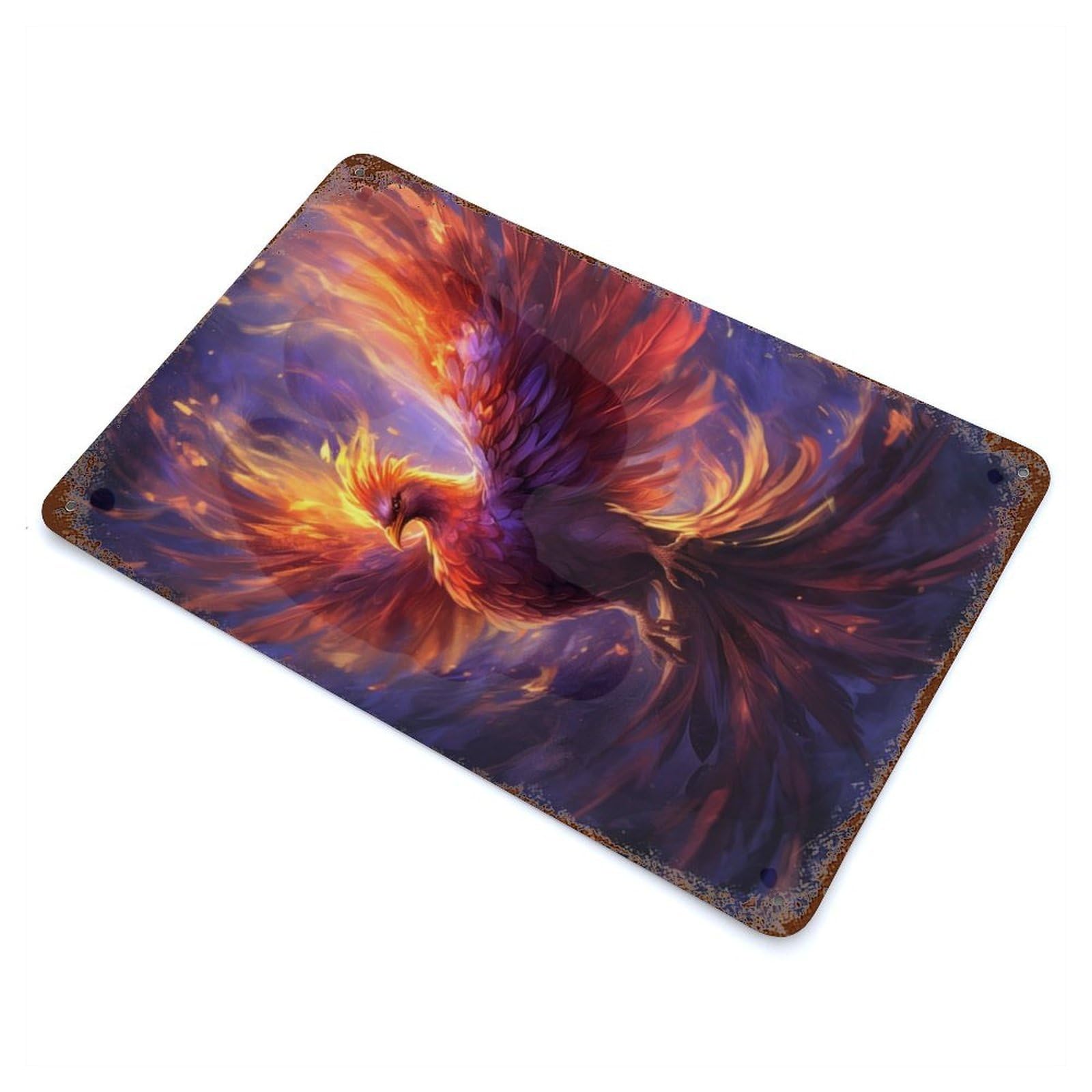 Rising Phoenix Decorative Tin Sign 11.8"x7.9", Old School Wall Decor for Garage, Pub Or Kitchen