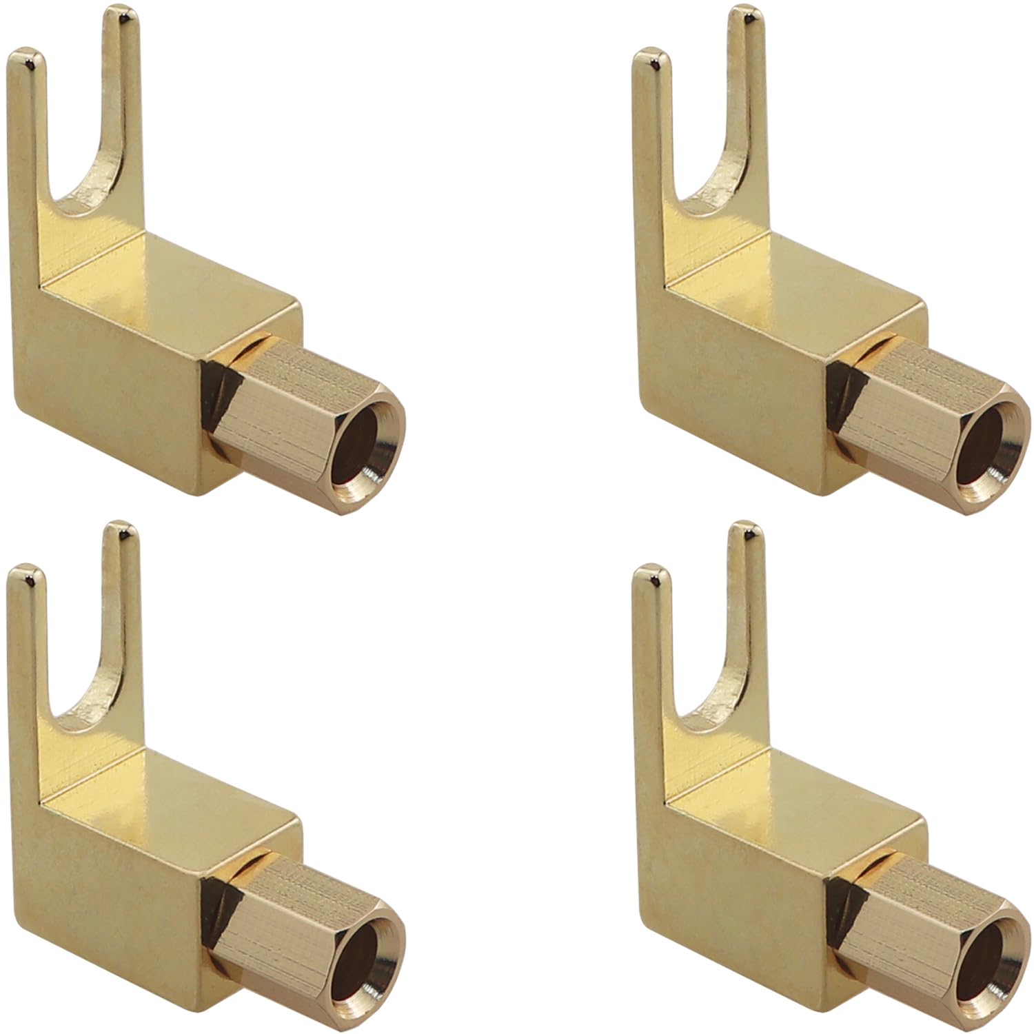 Enchufe banana a conector de cable de altavoz en forma de U de cobre dorado para audio 6