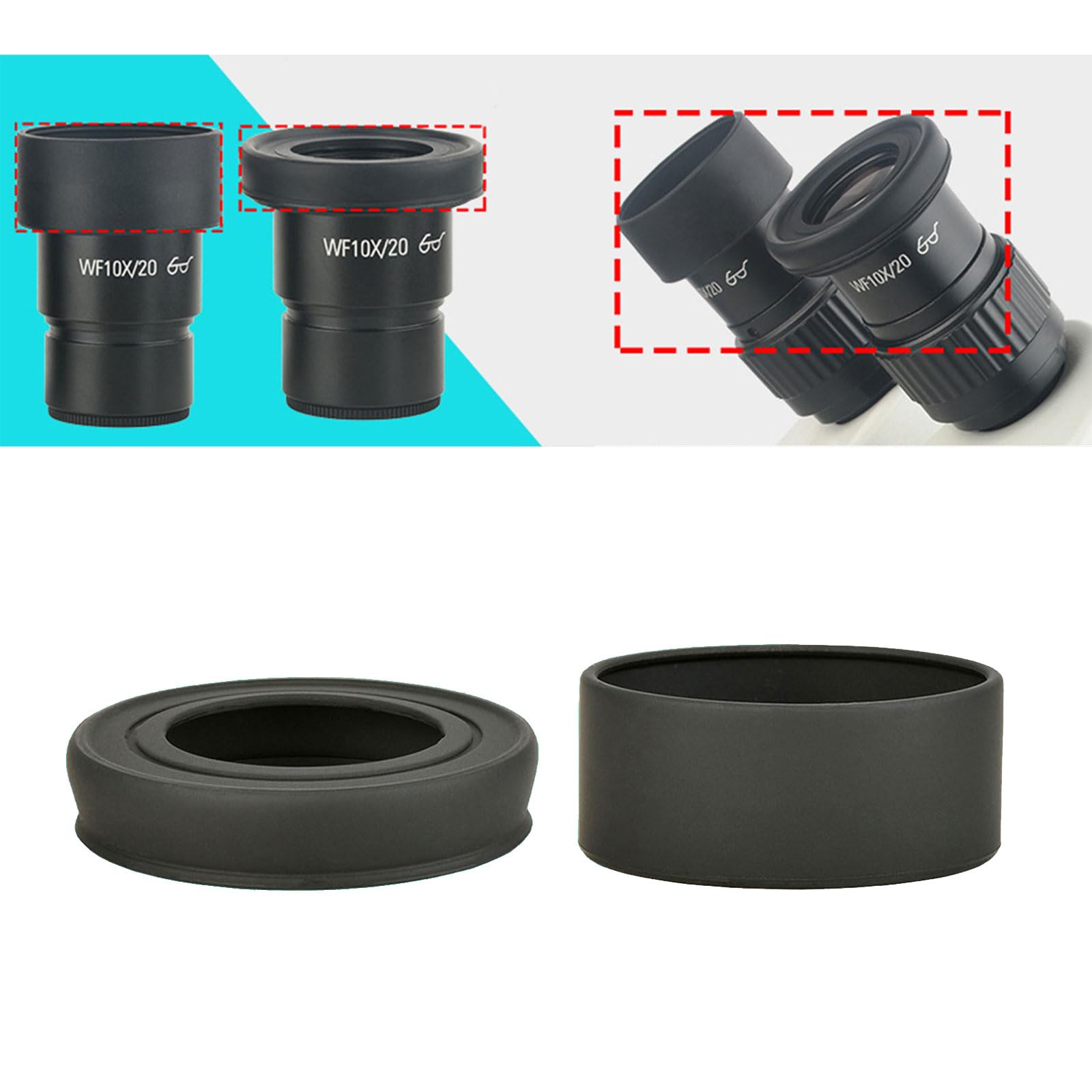 REDYY Eyepiece Guards,2PCS Comfortable Rubber Eyepiece Guards Stereo Microscope Eye Guards Simple Installation for 32-36mm Stereo Microscopes