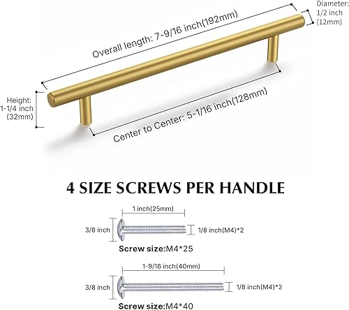 Miniatura 2 de Haliwu 30 Pack Cabinet Handles Brass Gold Cabinet Pulls 5 Inch Hole Center Drawer Pulls Modern Bar Dresser Handles for Bathroom Kitchen Bedroom