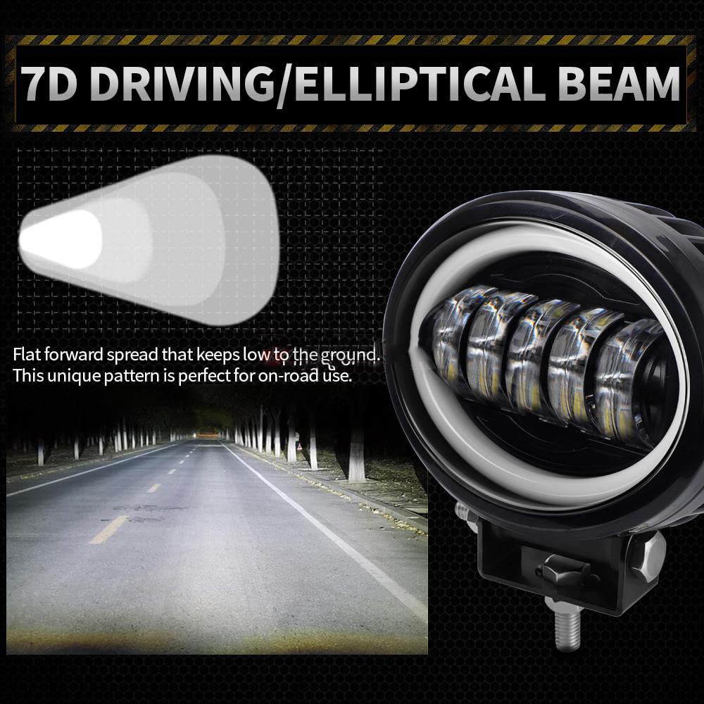 Mincar 5In LED Lampada da Lavoro 7D Lens Faretti Ellittici 12V 24V Rotonda Angel Eye White Halo Daytime Running Fendinebbia 2 Pezzi