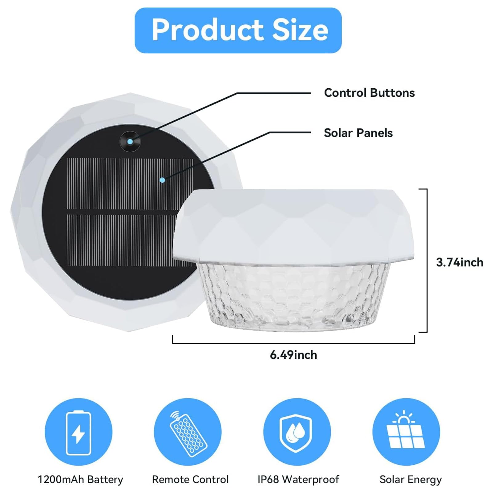 yowin Poolbeleuchtung Solar, LED Pool Licht Schwimmend mit Fernbedienung, Timer, 3 Modi, IP68 Wasserdicht Pool Lichter Unterwasser Solar für Whirlpool Teichs SPA Garten Balkon Außen Deko