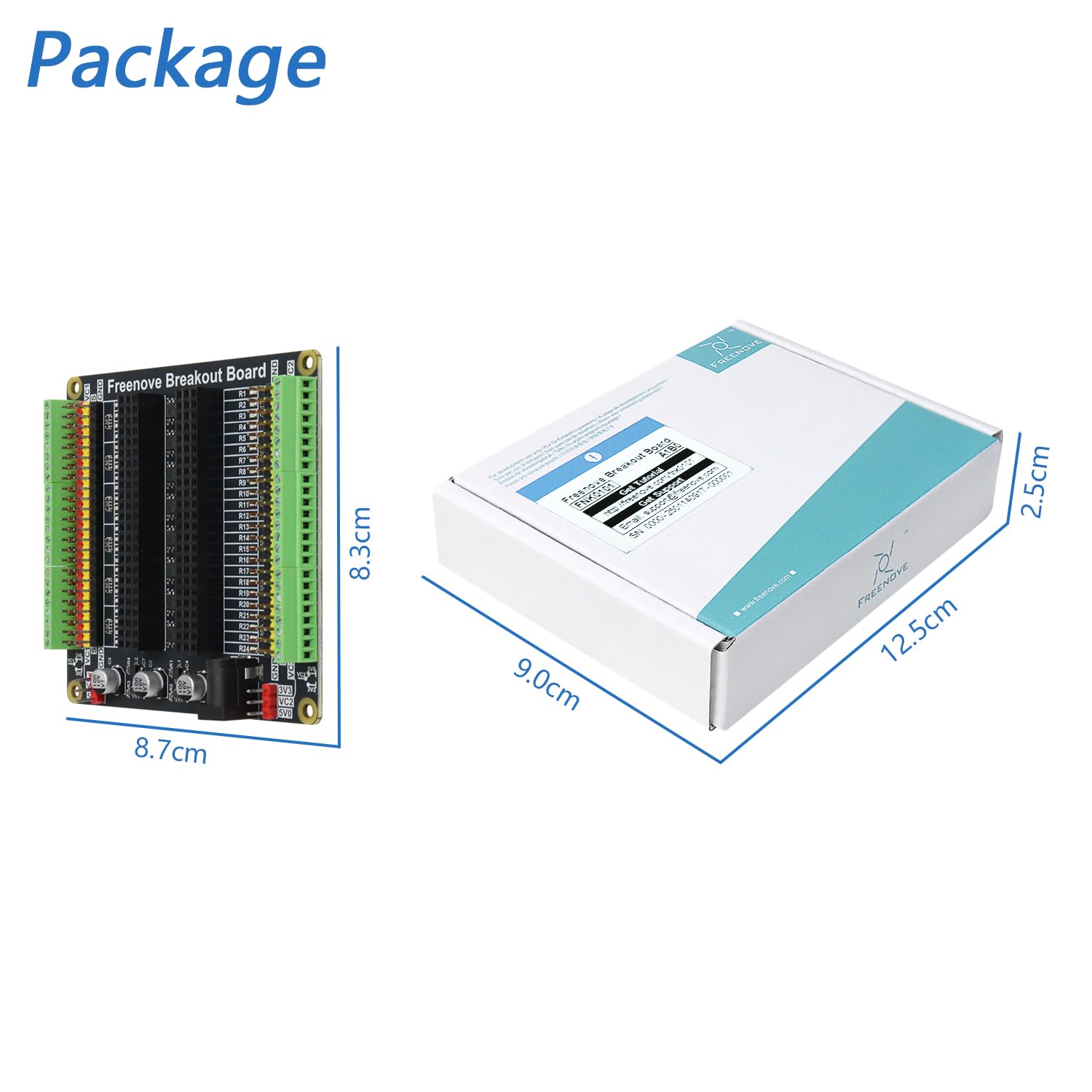 Freenove Universal Breakout Board Compatible with Arduino Nano Micro Raspberry Pi Pico 1 2 W ESP32 ESP8266, Terminal Block Shield HAT with Pin Header, GPIO Status LED, 5 V 3.3 V