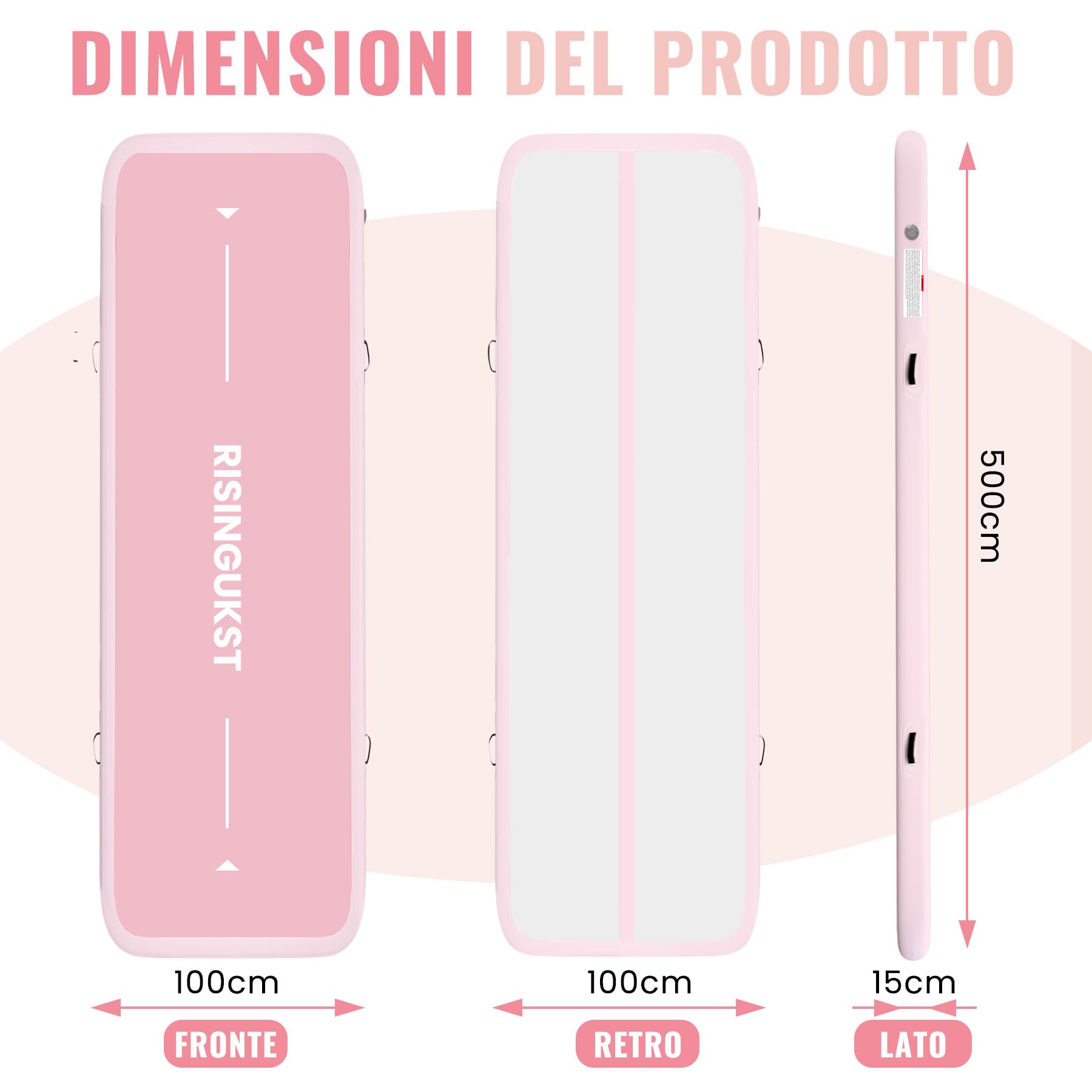 RISINGUKST Air Track Ginnastica Artistica 10/20cm Spessore, 2/3/4/5/6m materassino palestra con Pompa Elettrica per Casa, Air Roller