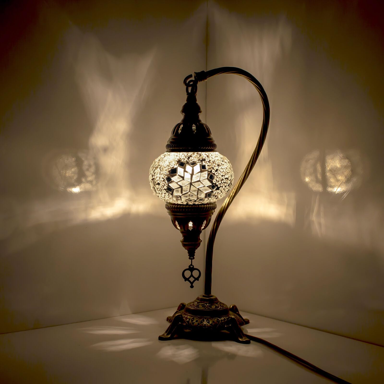 ENVA Turkish Moroccan Style Handmade Multicolor Mosaic Tiffany Glass Table Desk Bedside Lamp Light