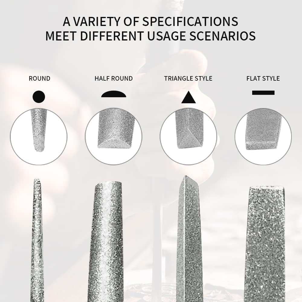 10inch Diamond Coated File Plastic Handle Hand Tools for Grinding on Glass, Stone, Marble, Rock, Bone (4 Pcs)