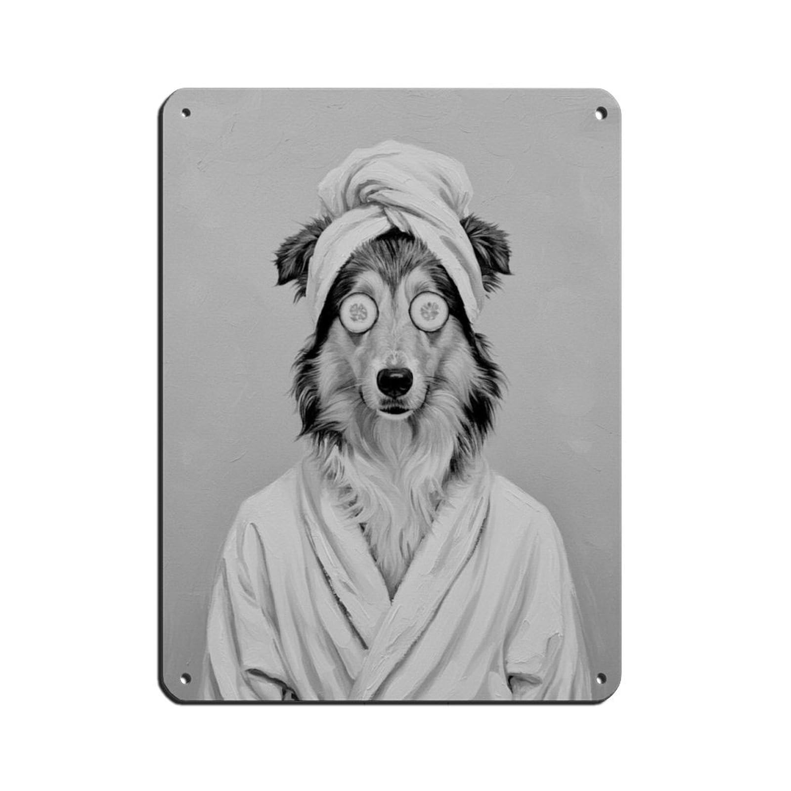 Collie Dog Bathroom Spa Art Tin Sign Vintage Metal Pub Club Cafe Bar Home Wall Art Decoration Poster Retro 12x16inch(30x40cm)