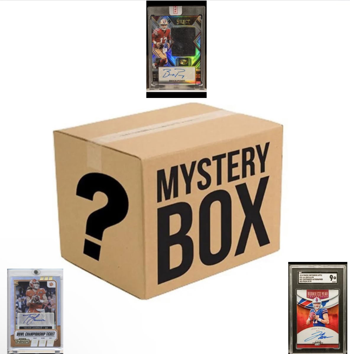 Generic Football Sports Card Mystery Pack | 25 Cards | 4x Rookie Cards (2012-2024) | 1x Guaranteed Autograph/Relic Card | Ages 12+