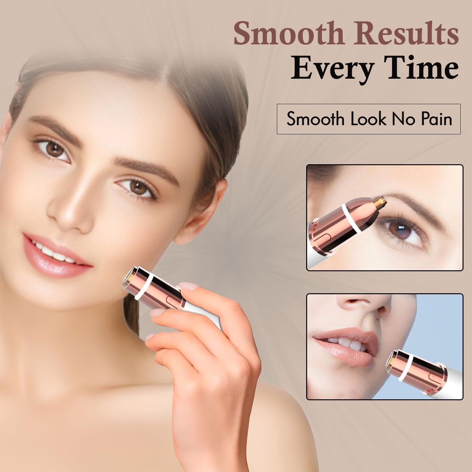 Eyebrow & Facial Trimmer: 2 in1 Rechargeable Facial Hair Removal & Eyebrow Shaver - Body Razor with Built-in LED Light (White)