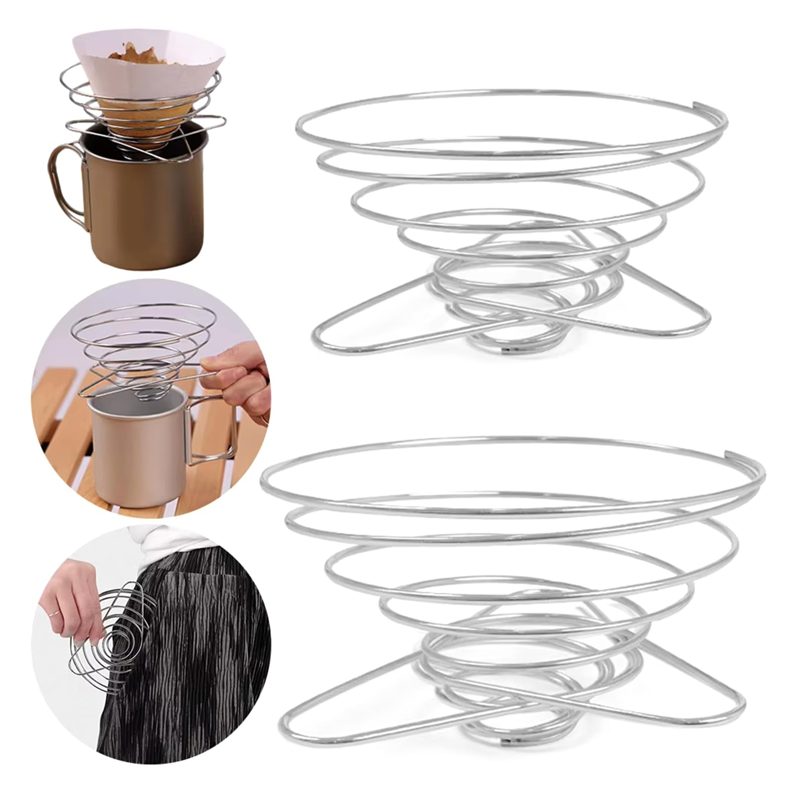 Montesy Outdoors Camping Coffee Drip Stand Stainless Steel Pour Coffee Filter Sturdy and Rusts Resistant for Traveling