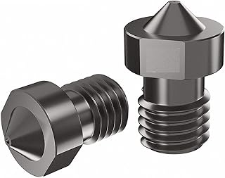 APAAZO V6 Nozzle Hardened Steel 0.2/0.4/0.6/0.8/1mm 1.75mm Filament M6 3D Printer Nozzl Compatible With Ender 3 Hotend Titan Extruder Prusa I3 MK3 (Size : 2Pcs 0.2mm)