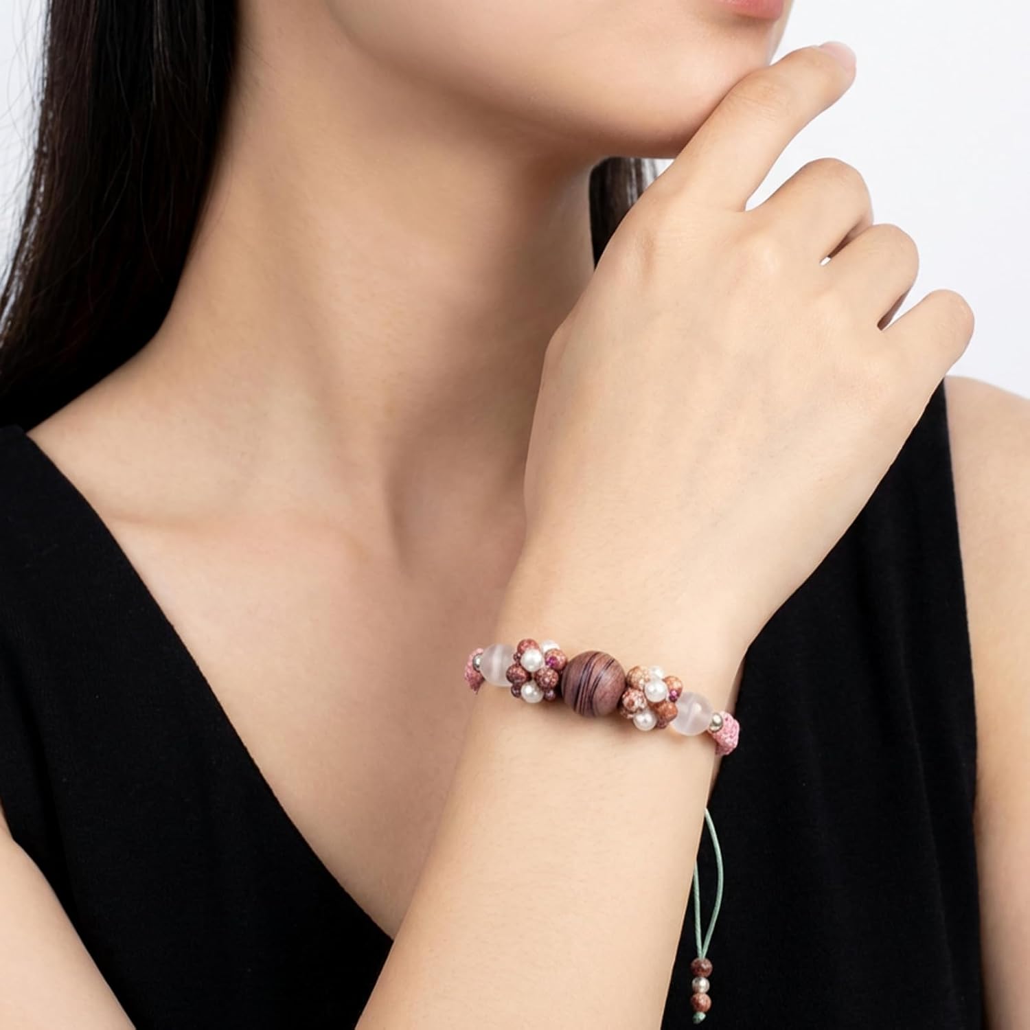 Bracelets for Women and Men, Healing Bracelets, Floral-shaped Bracelet, Natural Stress Relief Gifts Charm Bracelet, Handmade Braided, Adjustable Bracelets Jewelry for Him and Her