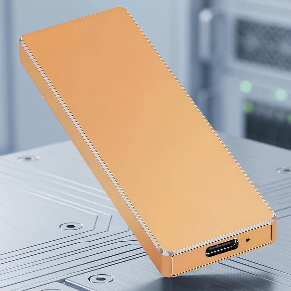 64GB Portable SSD External Hard Drive, High Capacity External Storage for Photos Videos, USB 3.1 Type-C Interface, Gold