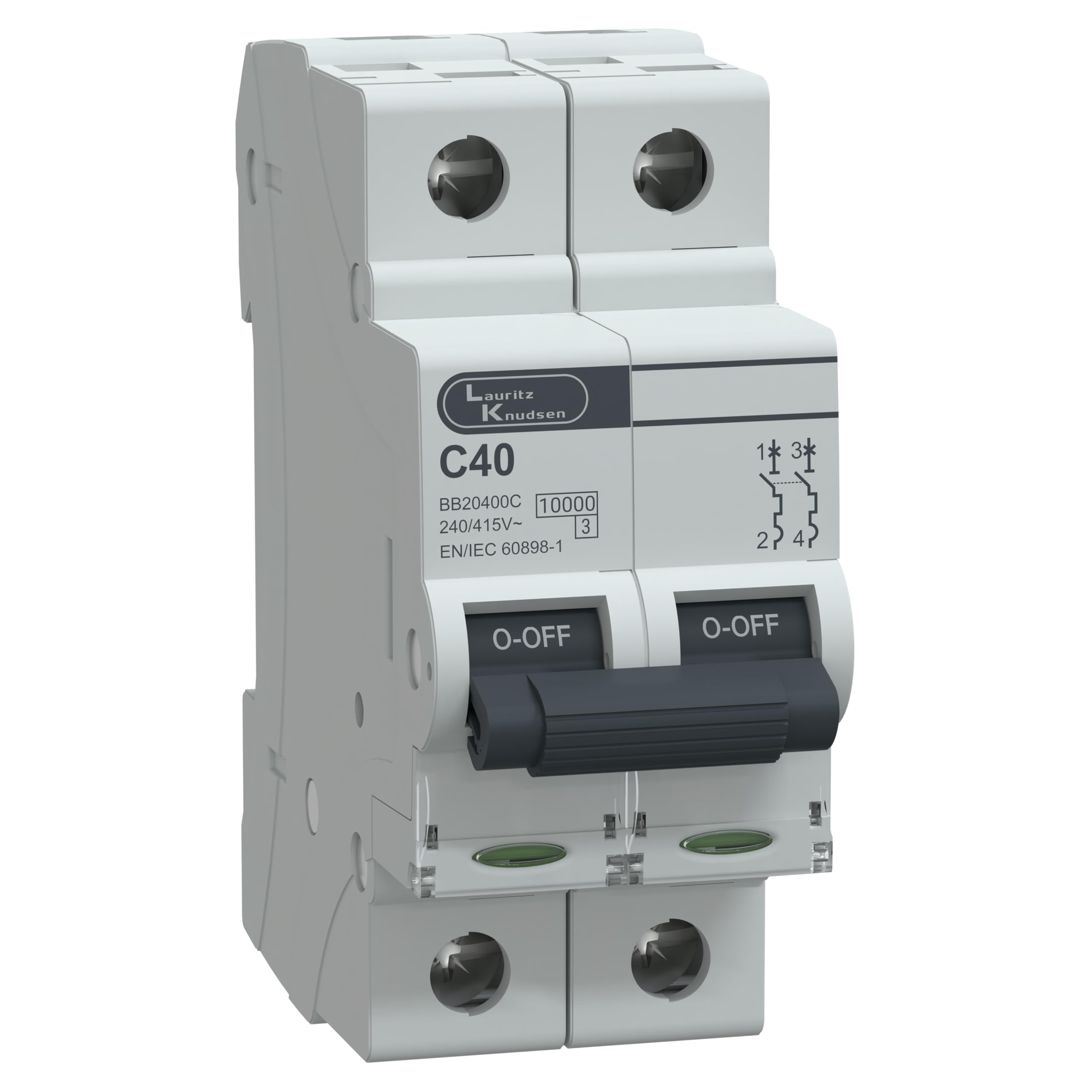 Lauritz Knudsen 40A DP MCB 2 Pole C Curve (240/415V AC) | IS/IEC 60898-1 Certified Miniature Circuit Breaker | Double Pole Electrical Protection Switch-image-15