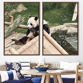 signwin 2 Piece Framed Canvas Wall Art Panda...