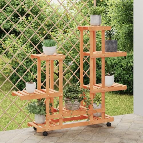 Juroupi Portafiori con Ruote 95x25x101 cm in Legno Massello di Abete,Scaffale Porta Piante Vasi,Supporti per Piante,Portafiori con Ruote-362864