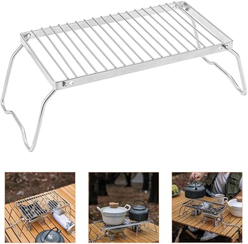 Miniatura 8 de BESPORTBLE Parrilla plegable para fogata portátil, rejilla de acero inoxidable para campamento de fogatas para almacenamiento compacto, parrilla de