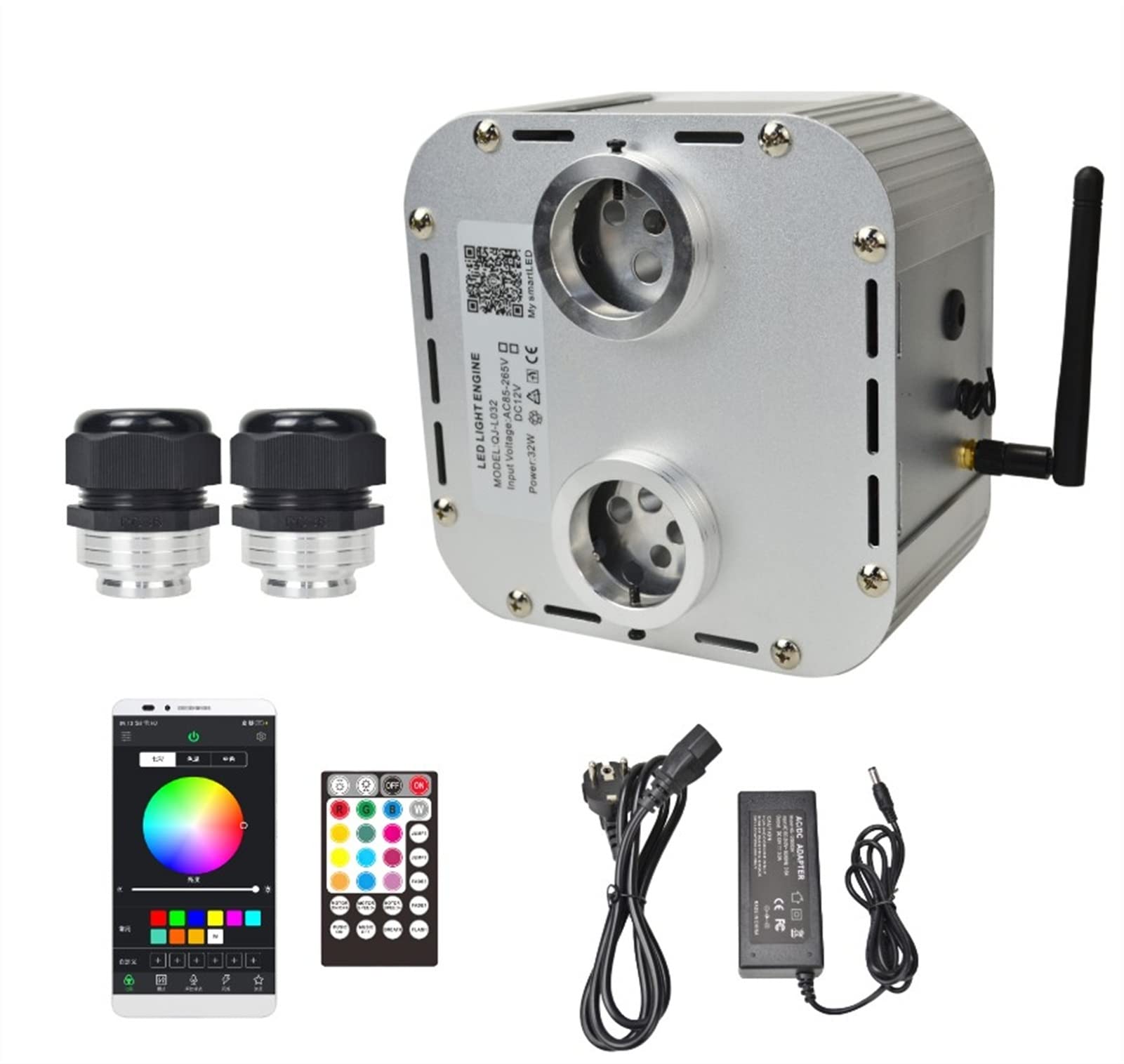 CUDTAPI LED Fiber Optic Light Engine 32W RGBW Smart App Double Heard Fiber Optic Engine Starry Sky Effect Ceiling LED Lights