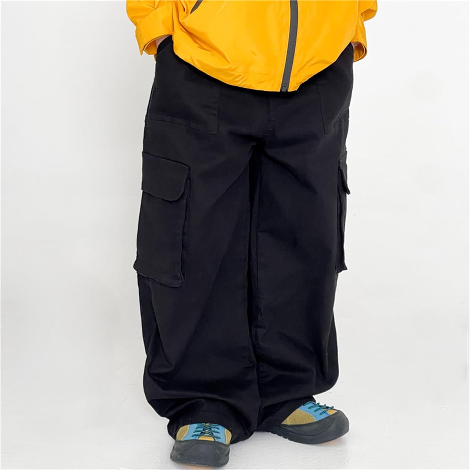 Boys Baggy Cargo Pants Casual Loose Fit Parachute Pant, Wide Leg Pants with Multi Pockets 3-13 Years