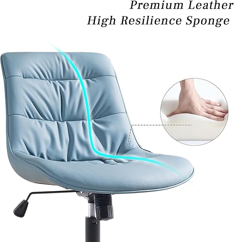 Miniatura 5 de Kidol & Shellder Silla de oficina de piel sintética, silla de trabajo de altura giratoria ajustable, ruedas giratorias y respaldo suave, silla de
