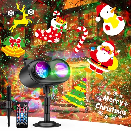 Christmas Projector Lights Outdoor, Laser Firefly & Ocean Wave Projector with 20 Slides × 8...