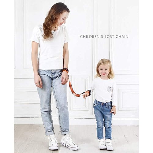 Miniatura 2 de Cuerda de tracción antipérdida para niños, cuerda antipérdida para bebés y niños, pulsera de seguridad antipérdida y antipérdida (naranja, 8.2ft)