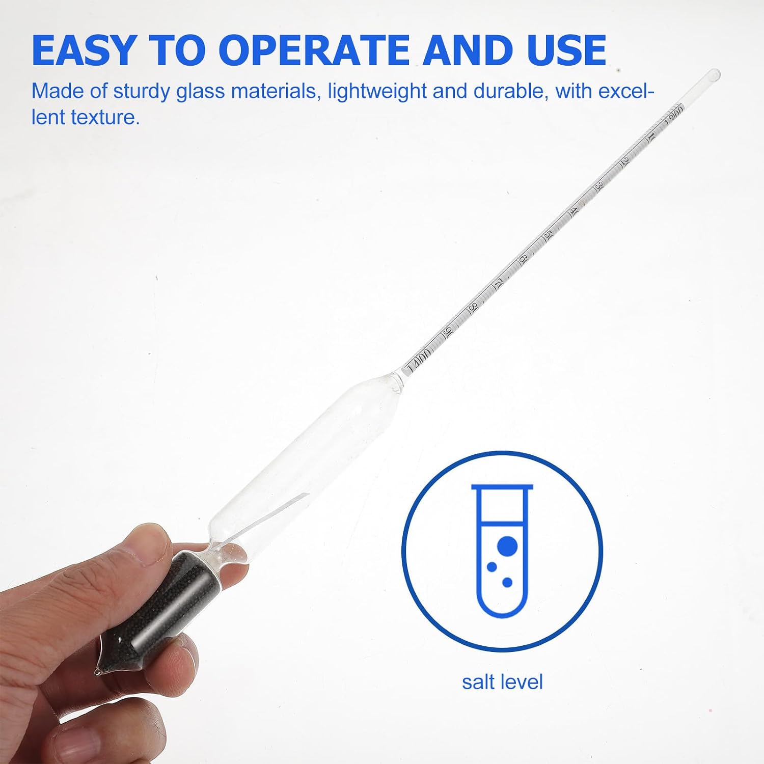 Glass Salinity Hydrometer 1.3-1.4 Specific Gravity Scale Aquarium Saltwater Tester for Fish Tank and Reef Monitoring