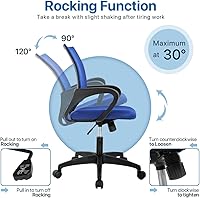 Vista 4 de Silla ergonómica de oficina para el hogar, silla de escritorio de malla con respaldo medio, silla de computadora con soporte lumbar, reposabrazos