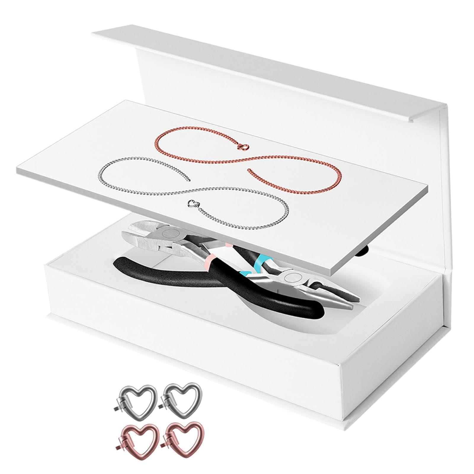 Set di braccialetti permanenti per coppie, kit per la creazione di gioielli, serate romantiche, anniversari, idea regalo premurosa, kit per, 1 Argento 1 Oro Rosa, Lunghezza della catena: 23