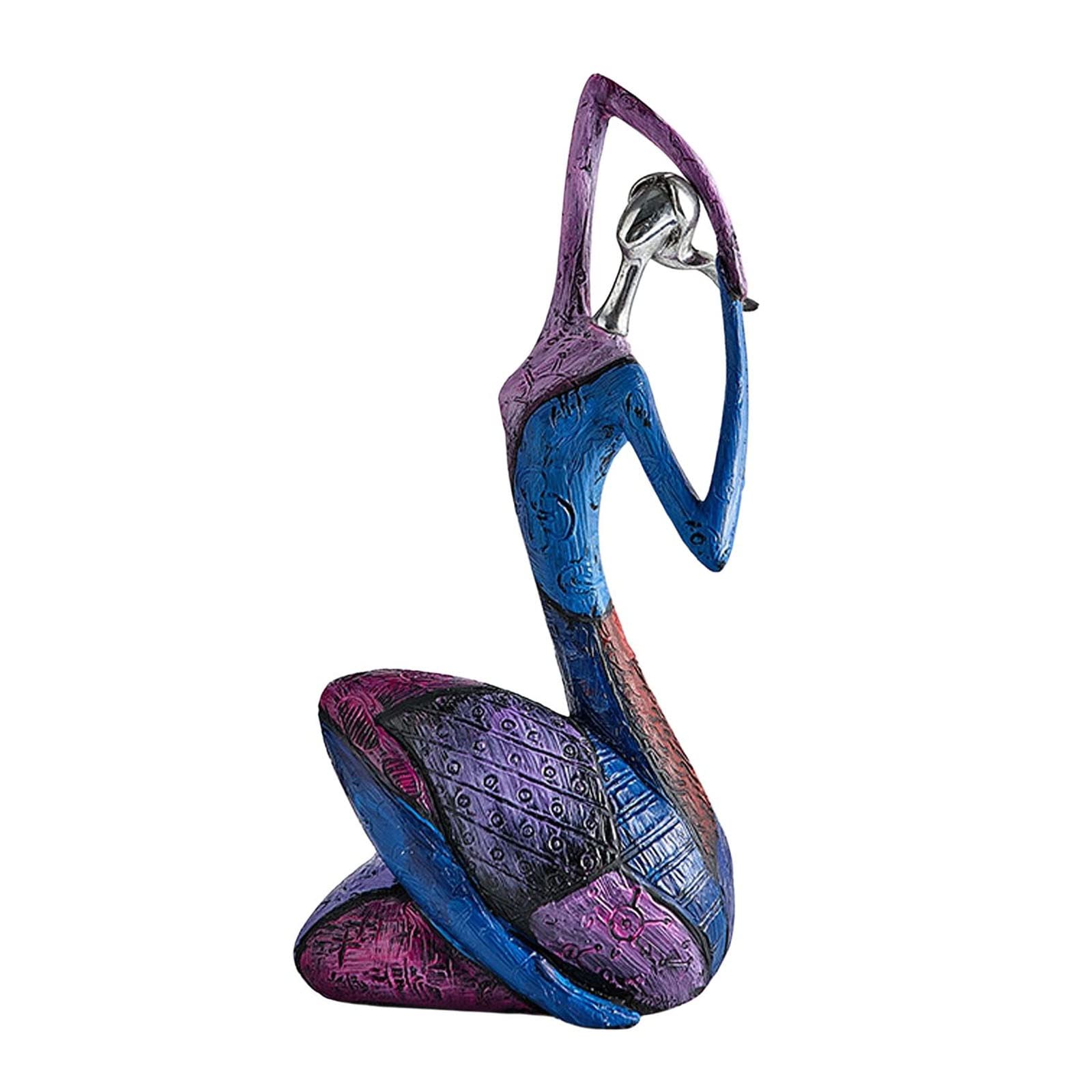 Modern Abstract Art Woman Statue Decor Creative Colorful Yoga Pose Female Figure Sculpture Resin Figurines for Home Living Room Bedroom Decoration,C