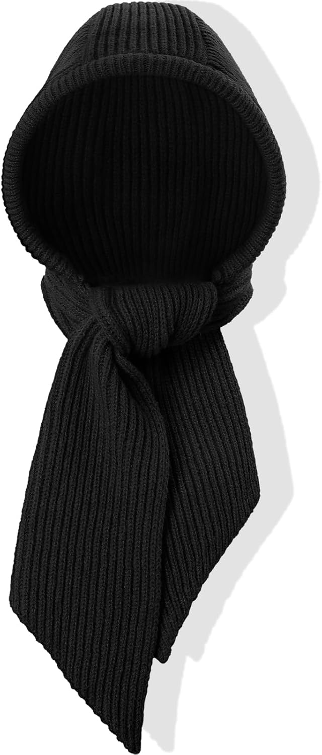 Pleneal Winter Hats for Women, Warm Hooded Cover Ears Hat with Knit Scarf for Women Balaclava Beanie Hat