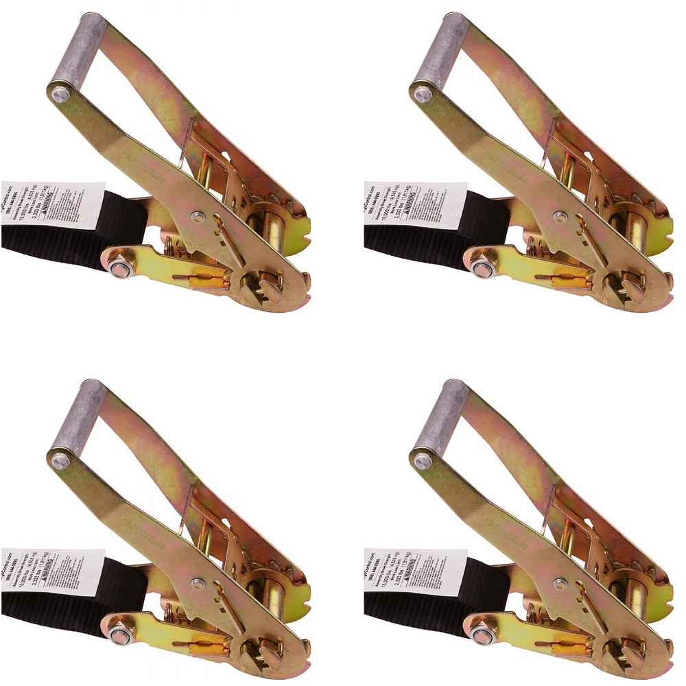 US Cargo Control Ratchet Straps, 2 Inch x 18 Foot Ratchet Straps with Double J Hooks, 18 Foot Tiedowns, Black Ratchet Straps, Double J Hook Ratchet Straps, Secure Cargo with Ease, 4 Pack