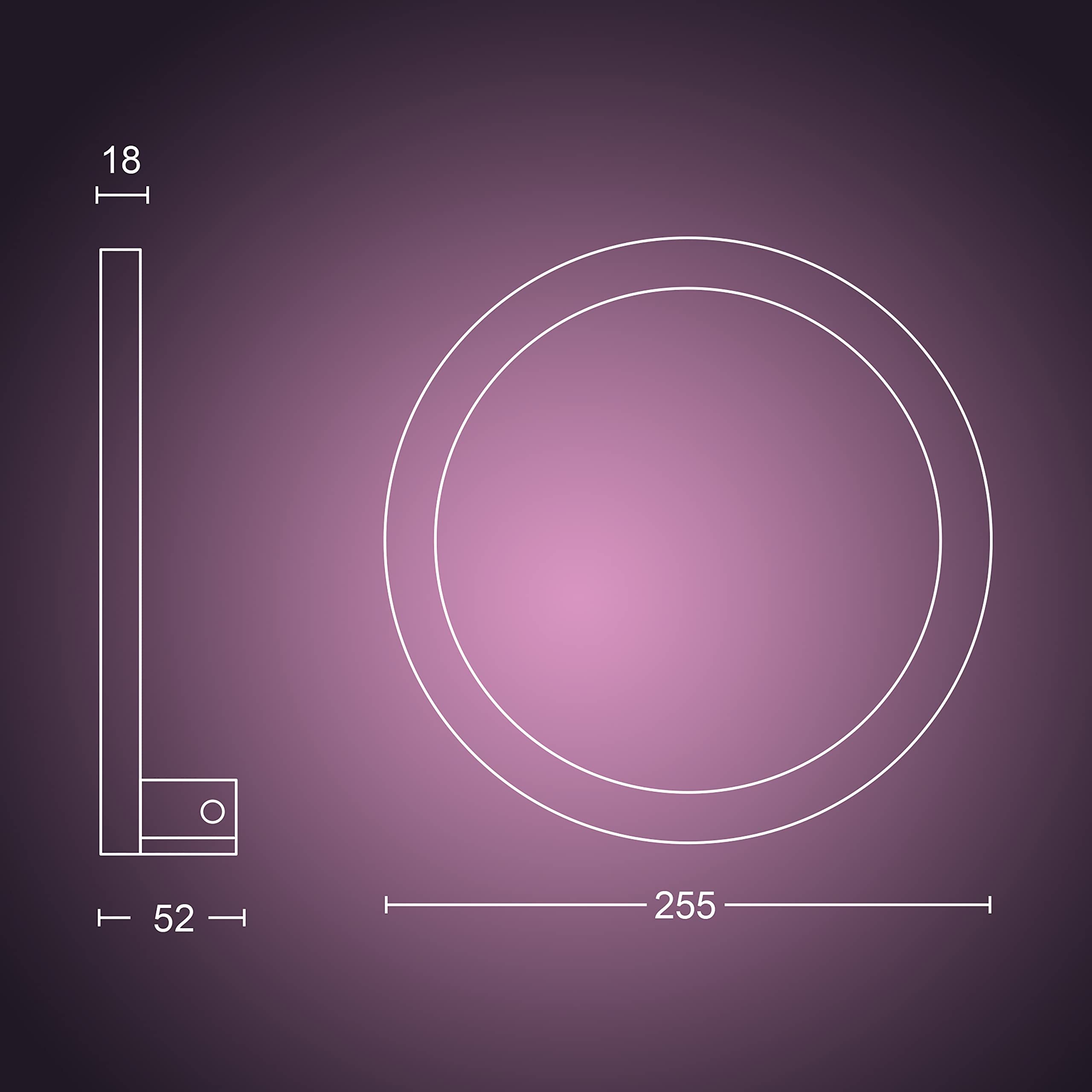 Philips Hue White and Color Ambiance Lampada da Parete LED Smart Sana, Luce Bianca o Colorata, Dimmerabile, 20W, Nero