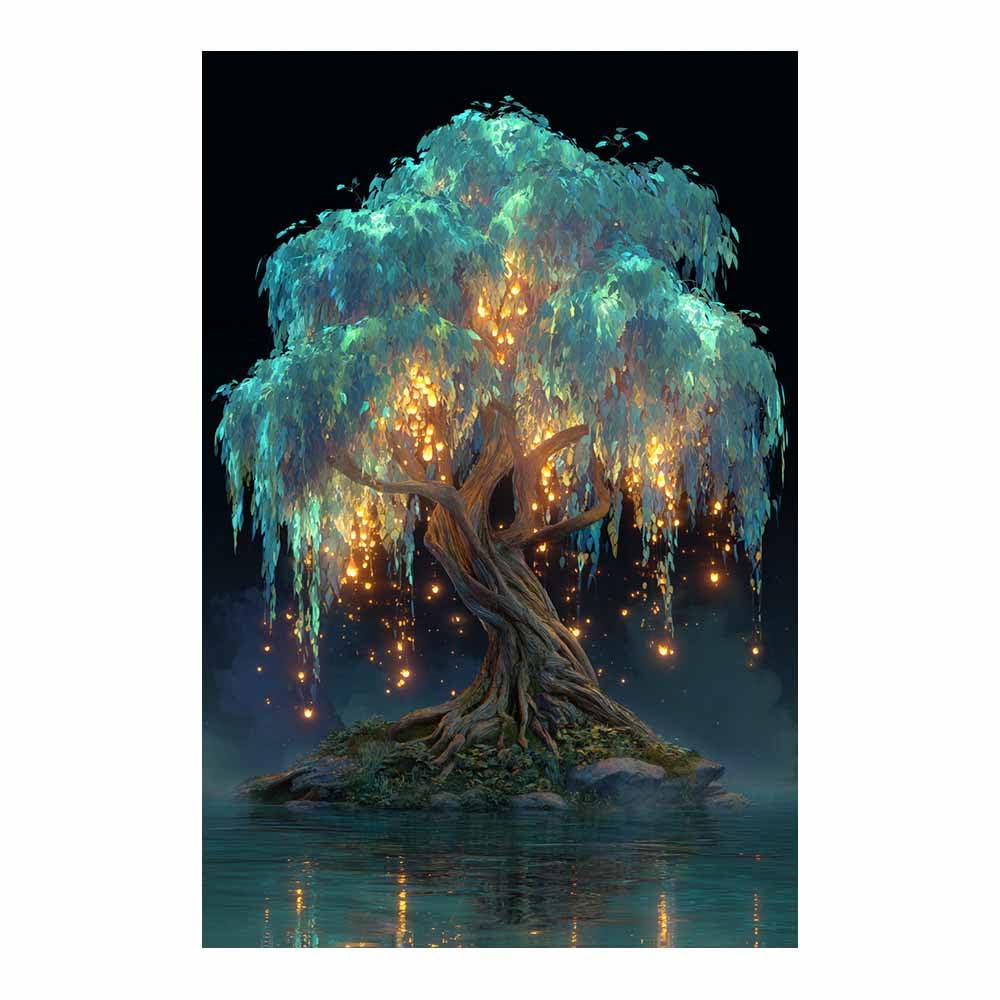 XENIOU Nature Wall Art Whitese glowing Winterse tree art prints, decorative paintings, for Living Room Bedroom Office Home Wall Decor.(Multicolor)-70x100cm Unframed