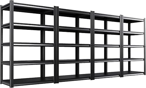 Miniatura 11 de Estantería de garaje de 71 pulgadas de alto, estantes de almacenamiento de 5 niveles, metal resistente, estante ajustable de acero para almacén,