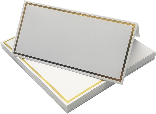 White Table Place Cards, 30Pcs Wedding Name Cardswith Double Gold Border for Elegance Table Setting Weddings Party Dinner Reception Seating Office A3JBZWK (White&Gold)