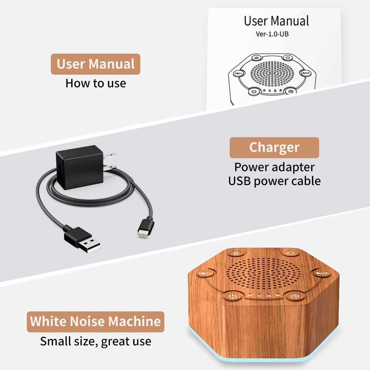 Sound White Noise Machines High Fidelity 30 unikalnych niezapętlających się dźwięków kojących 12 kolorów lampka nocna 4 timery 10-stopniowa jasność 32-poziomowa głośność i funkcja pamięci